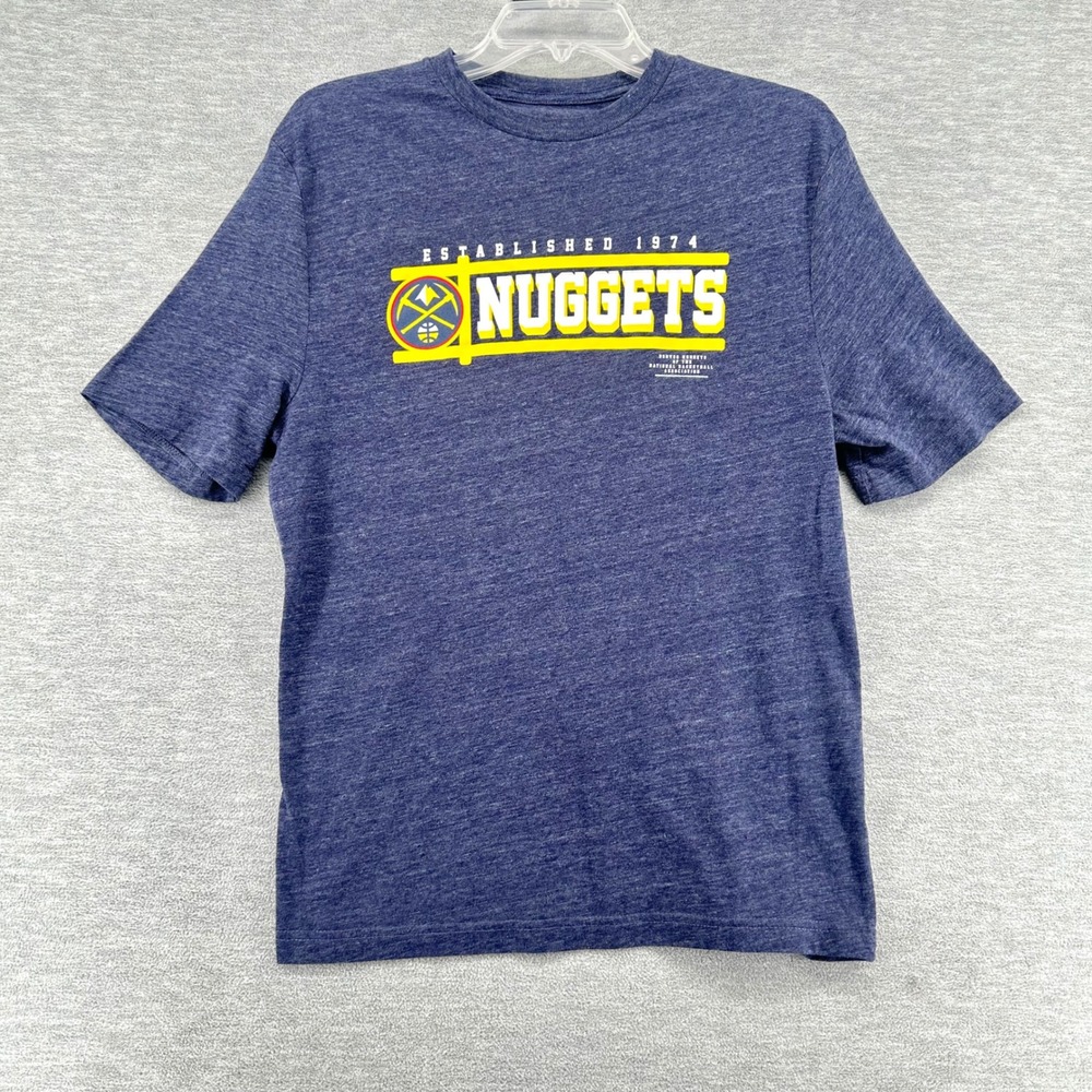 Denver Nuggets NBA T-Shirt Mens Medium Blue Graphic Short Sleeve Heathered Tee